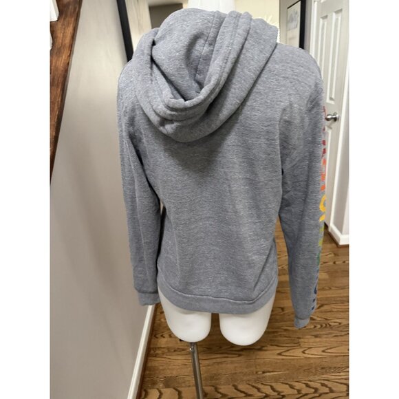 AVIATOR NATION Heather Grey MIAMI CA Drawstring Rainbow Surf Hoodie Sz M - Picture 2 of 6
